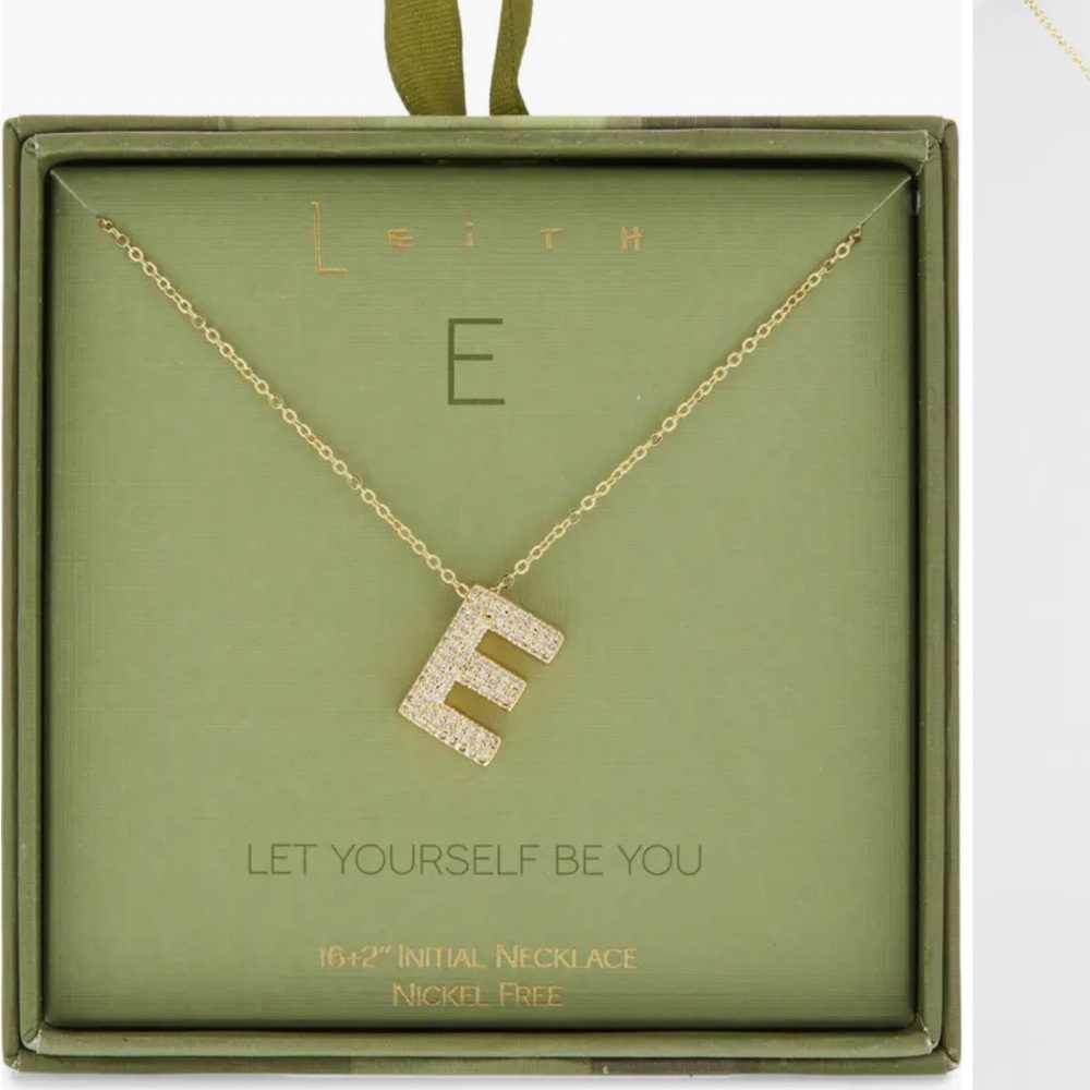 Leith Pavé Cubic Zirconia Initial Pendant Necklace letter E